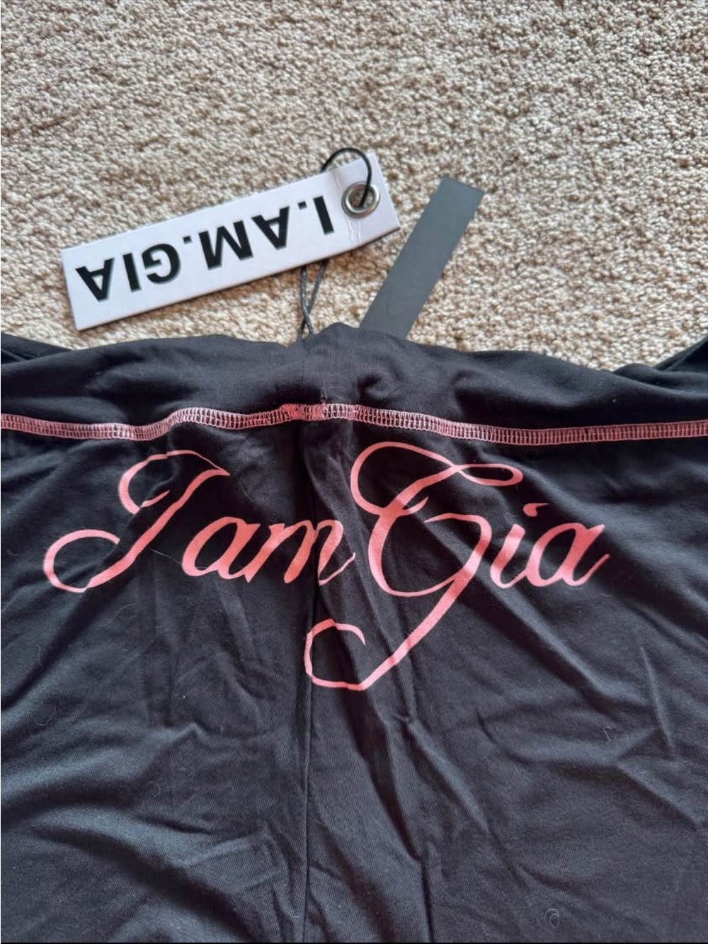 I.AM.GIA Black Pants with Pink Logo